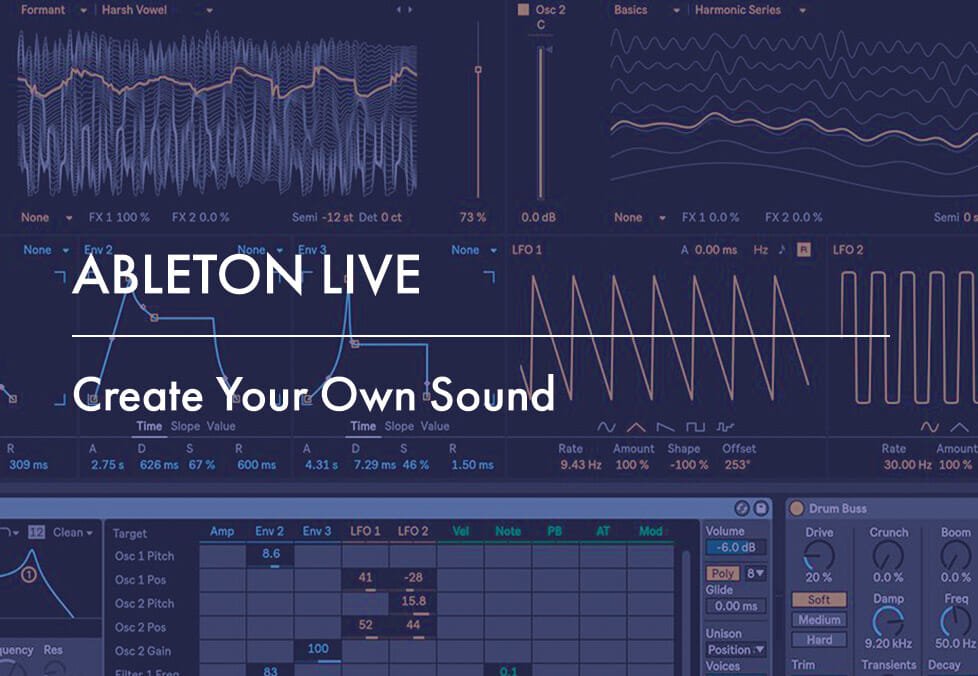 This course was designed for students that already have a good understanding of Live and are looking to deepen their knowledge by uncovering some of Live’s more complex features. Learn how to use Live’s powerful synths and samplers to create your own unique sounds from scratch, and discover advanced techniques.
